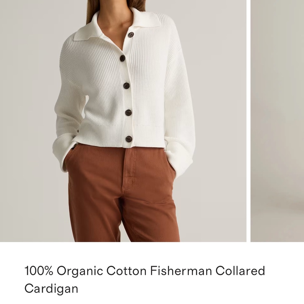 Quince Cream Fisherman Cardigan